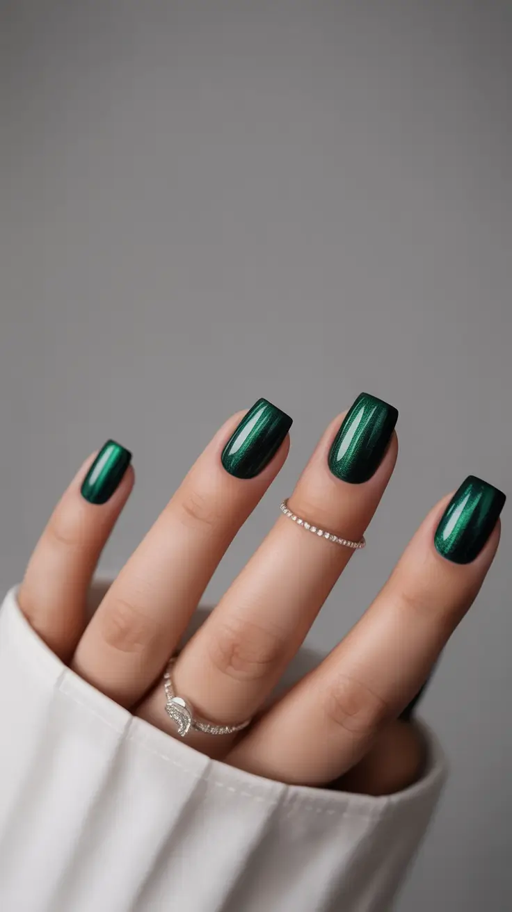 Fall Nail Colors 2025 Emerald Cat-Eye Glow