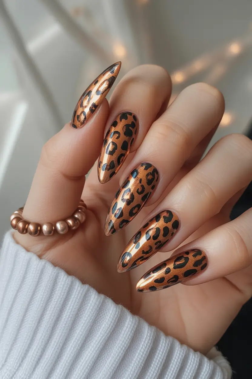 October-nails-design-Metallic-Leopard-in-Copper