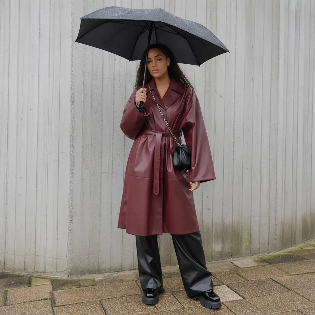 Fall outfits Burgundy Leather Drama