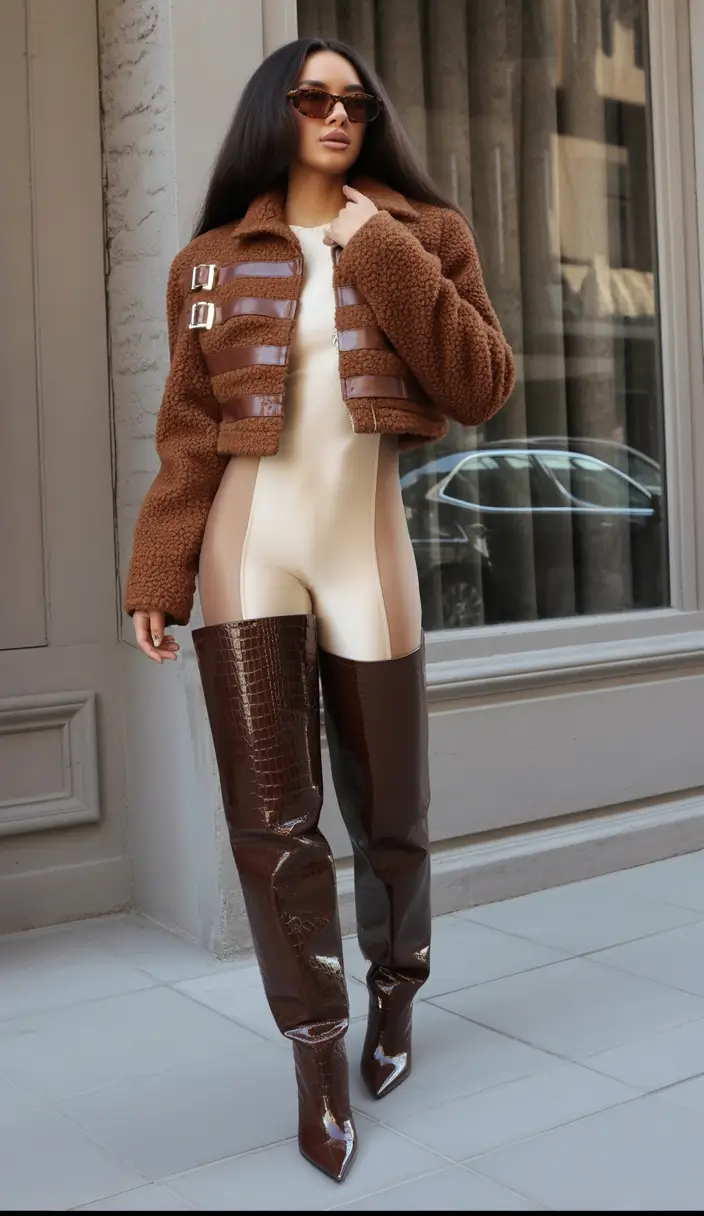 Fall outfits Texture Play with Statement Boots