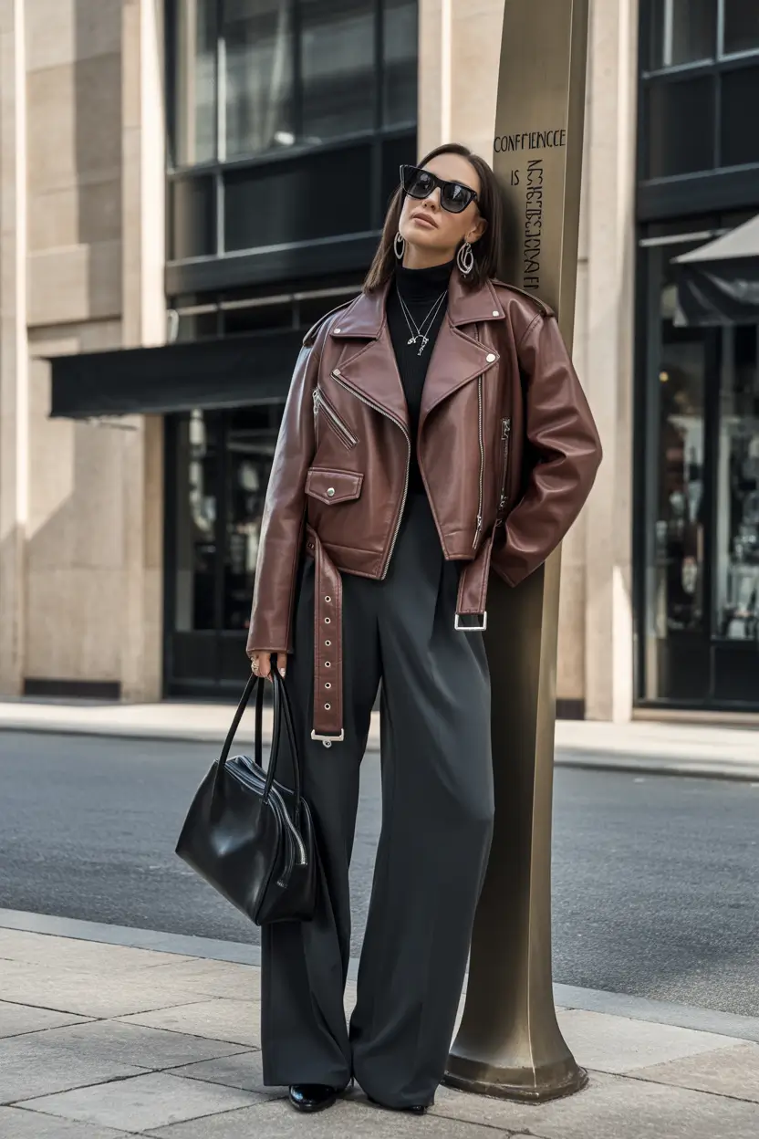 Fall outfits Leather Moto Elegance