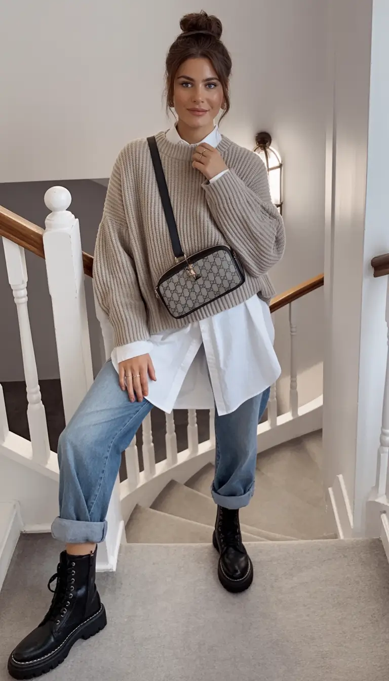 October-outfits-Layered-Casual-with-Combat-Boots