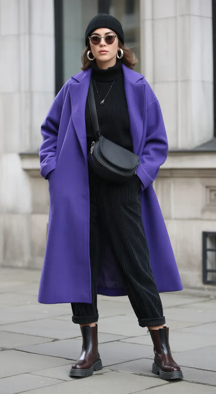 fall winter outfits Purple Energy Layering