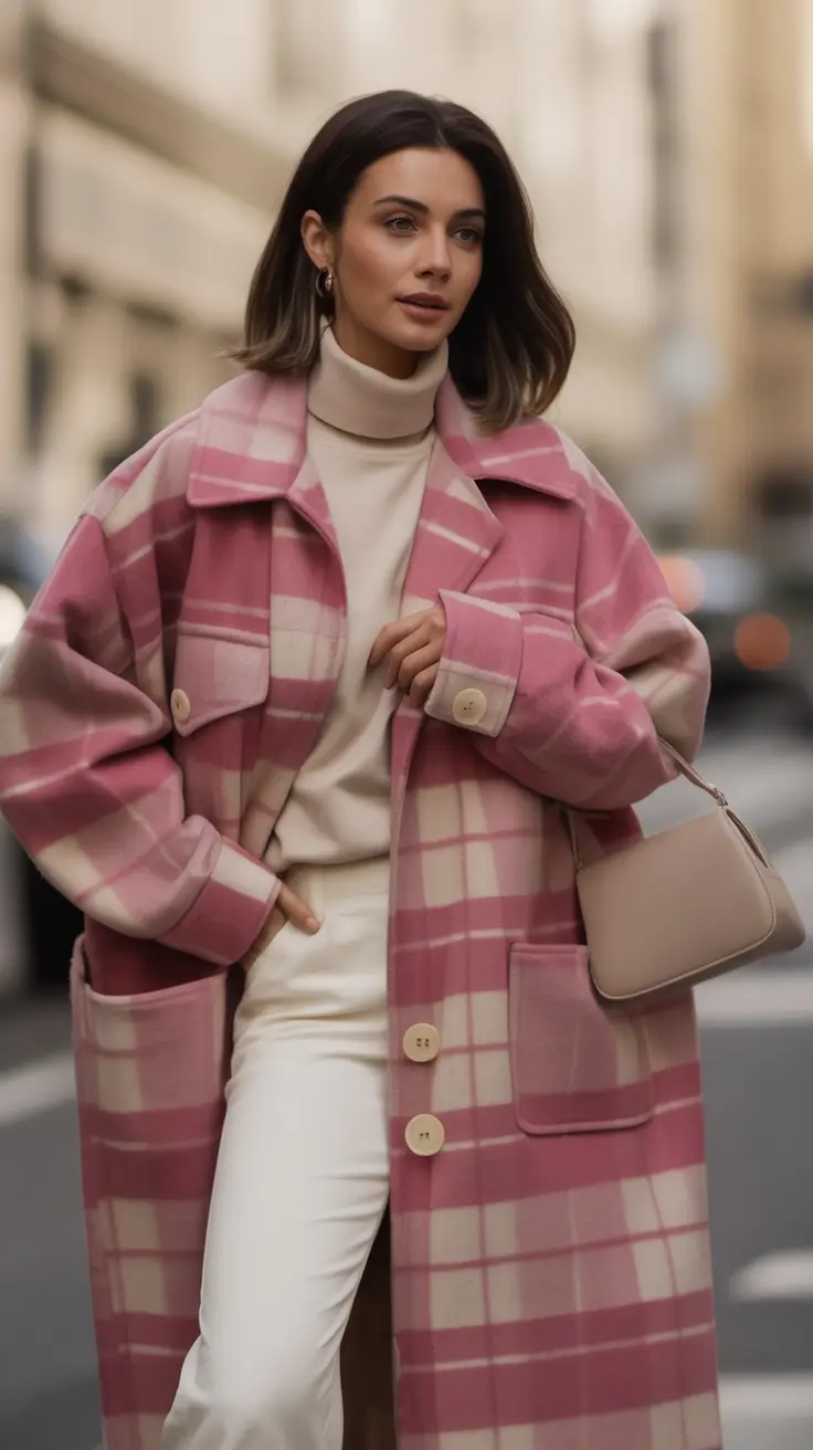 fall winter outfits Checked Feminine Sophistication