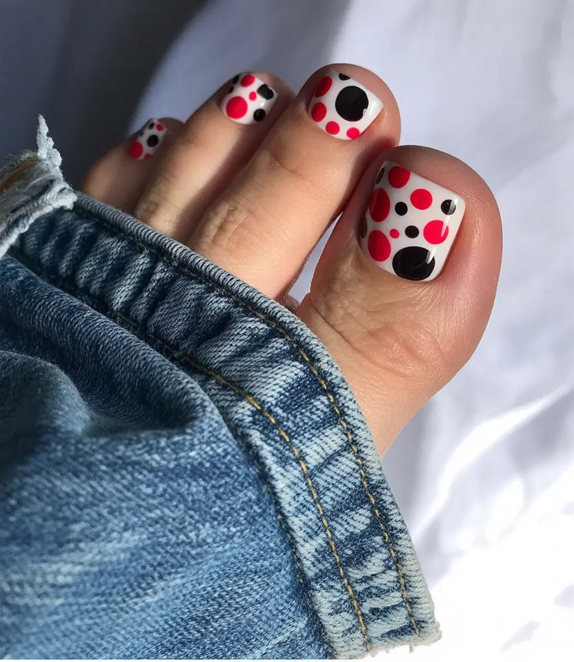 October toe nails Pop Art Polka Dots