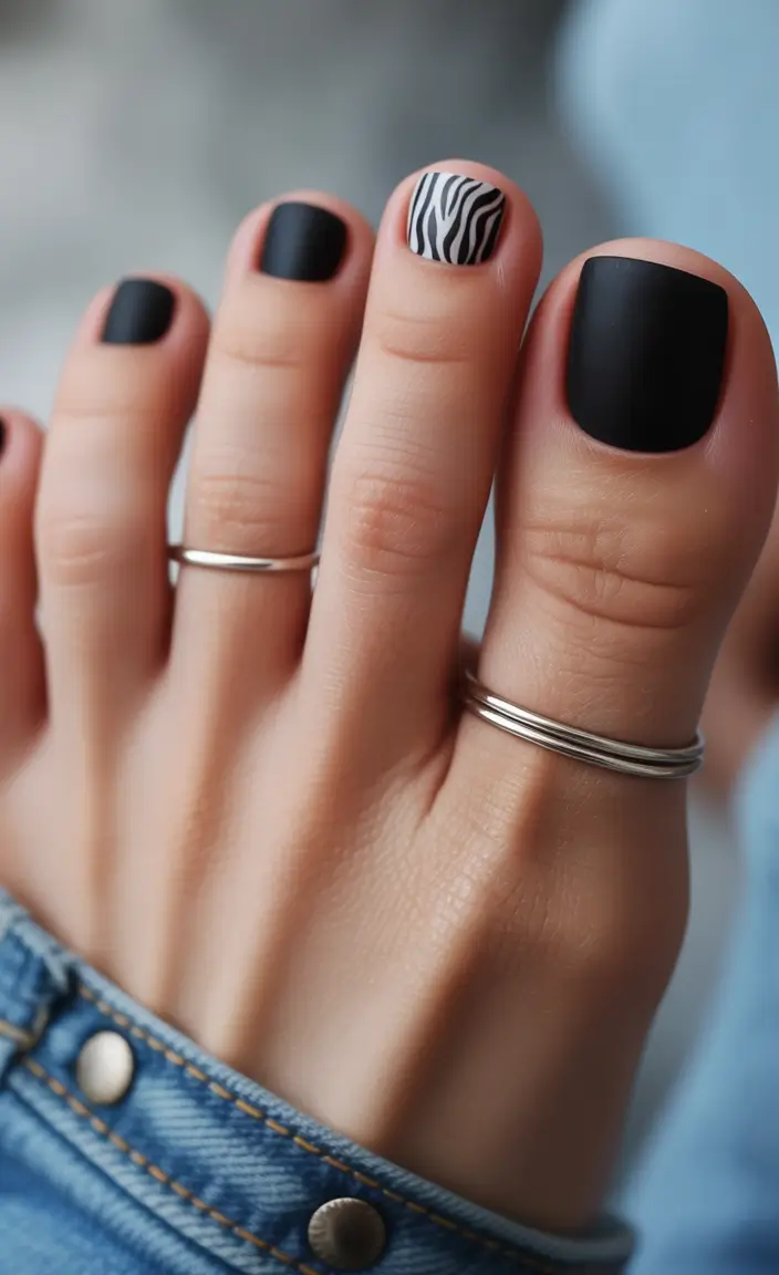 October toe nails Zebra Noir