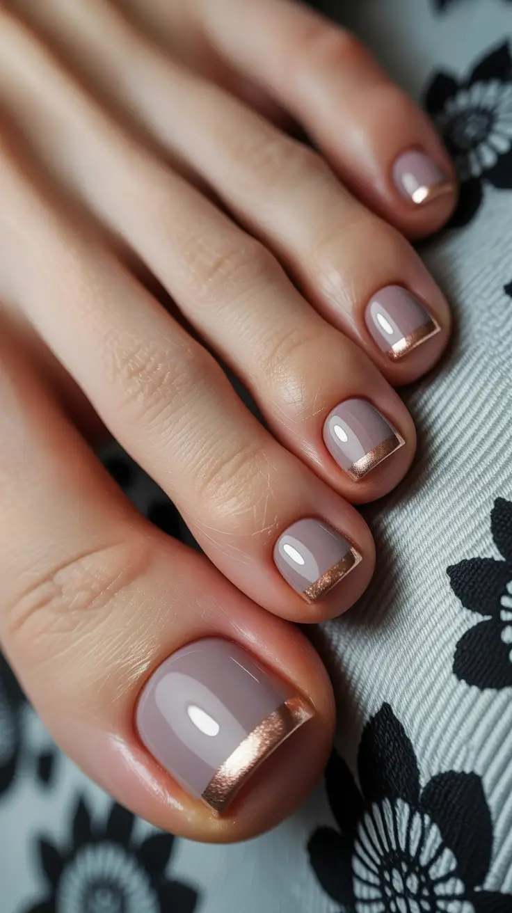 October toe nails Rose Gold French