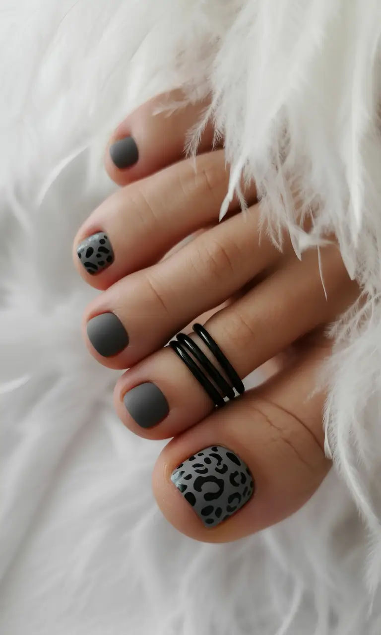 October toe nails Matte Charcoal Safari
