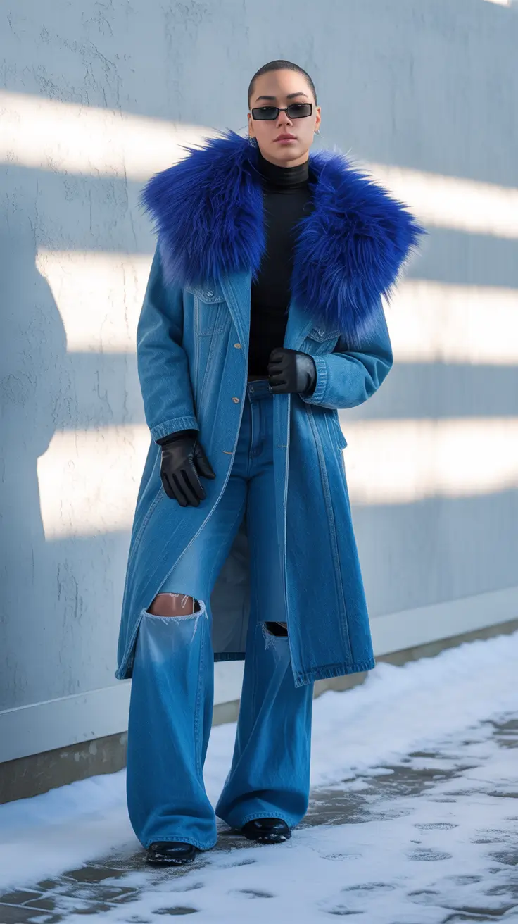 winter fashion inspo Electric Denim Drama