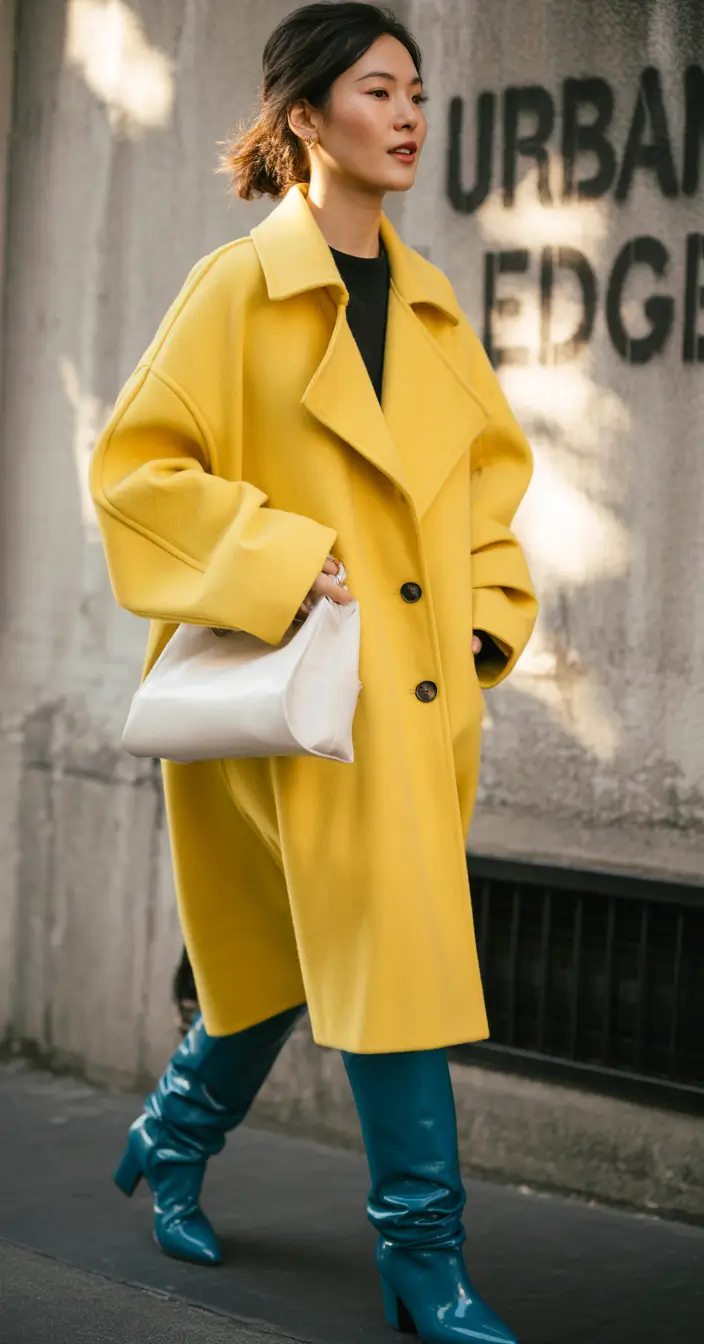 winter fashion inspo Yellow Pop of Joy