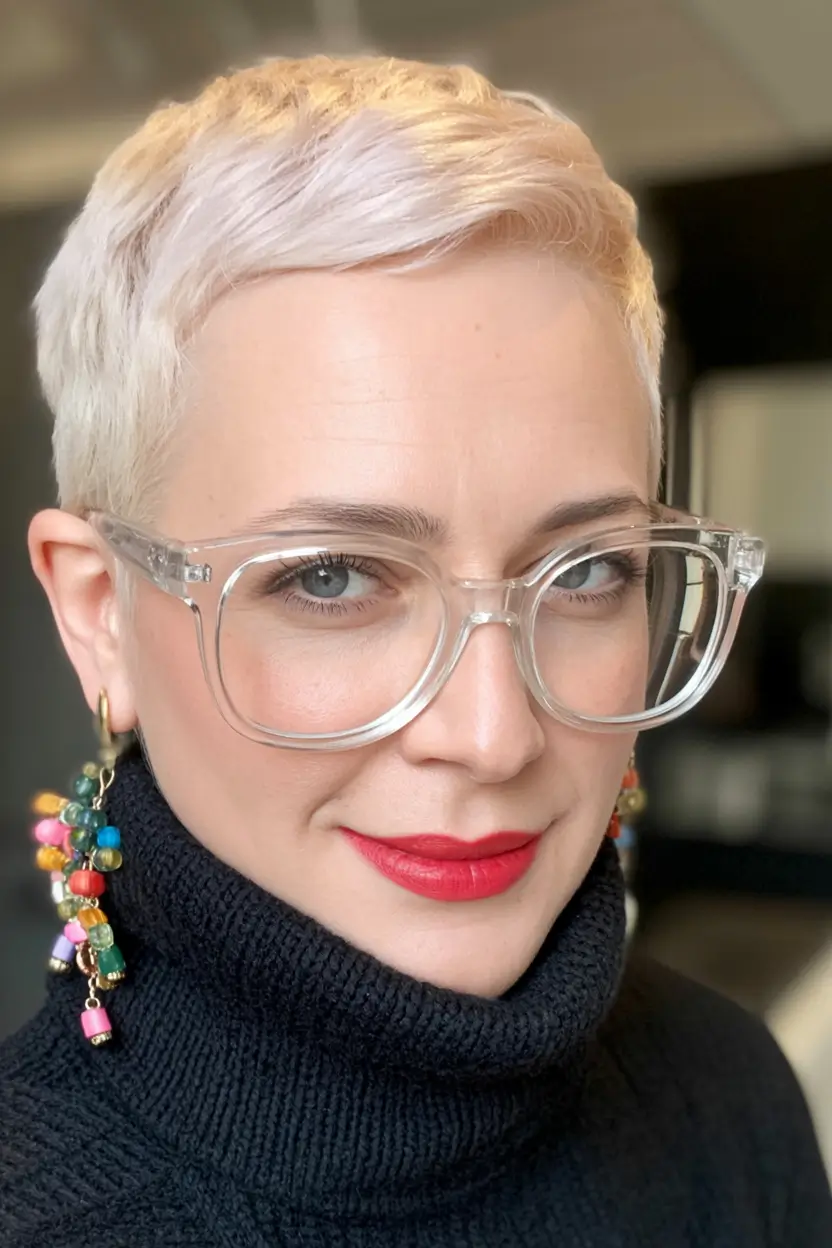 October haircuts Frosted Pixie with Glasses