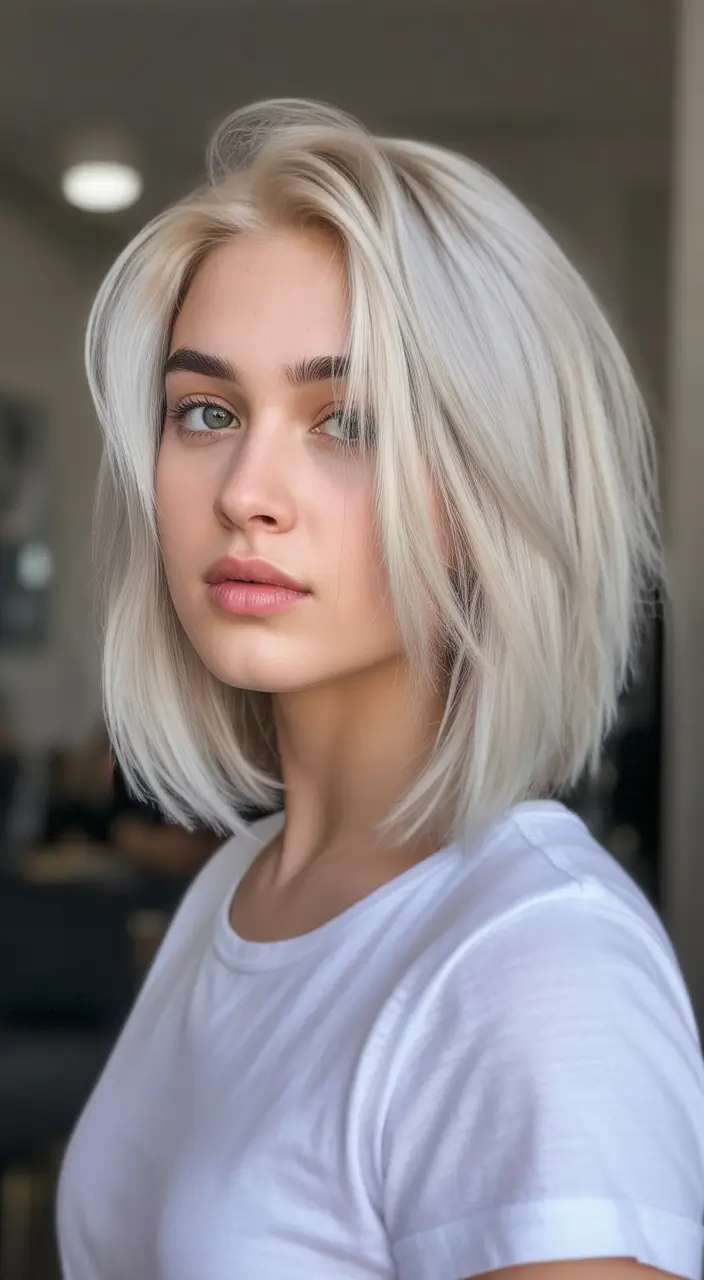 October haircuts Snowy Platinum Bob