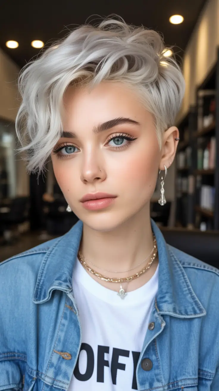 October haircuts Silver Side-Swept Pixie