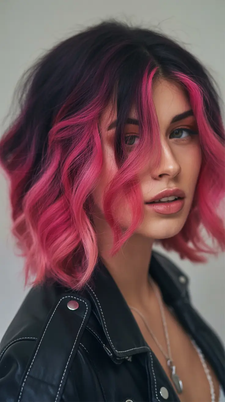 winter hair colors Velvety Pink Balayage