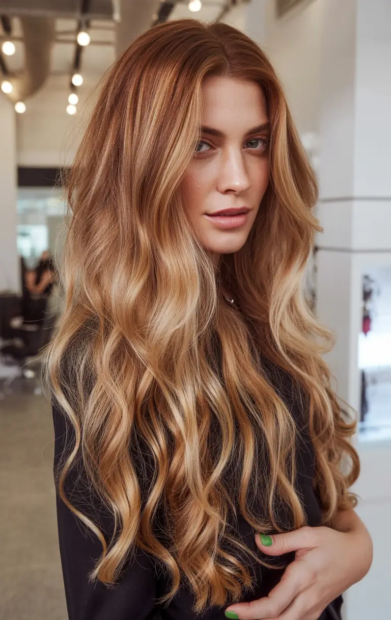 winter hair colors Golden Honey Cascade