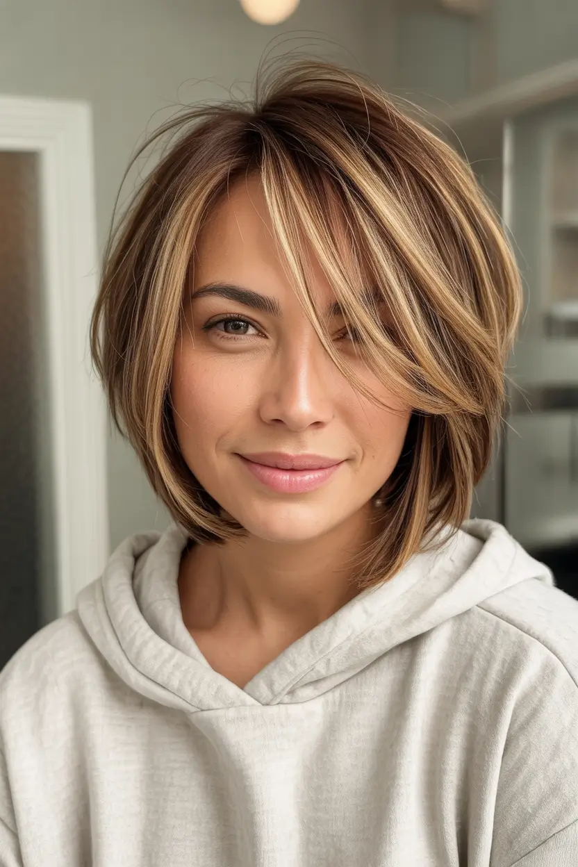 winter hair colors Golden Latte Bob
