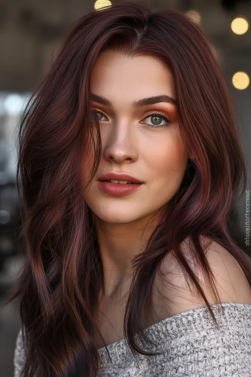 winter hair colors Chestnut Wine Layers