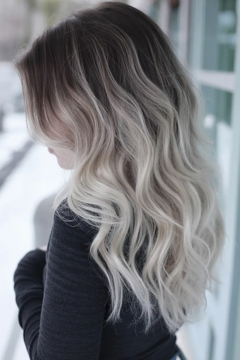 winter hair colors Snowfall Blonde Ombre