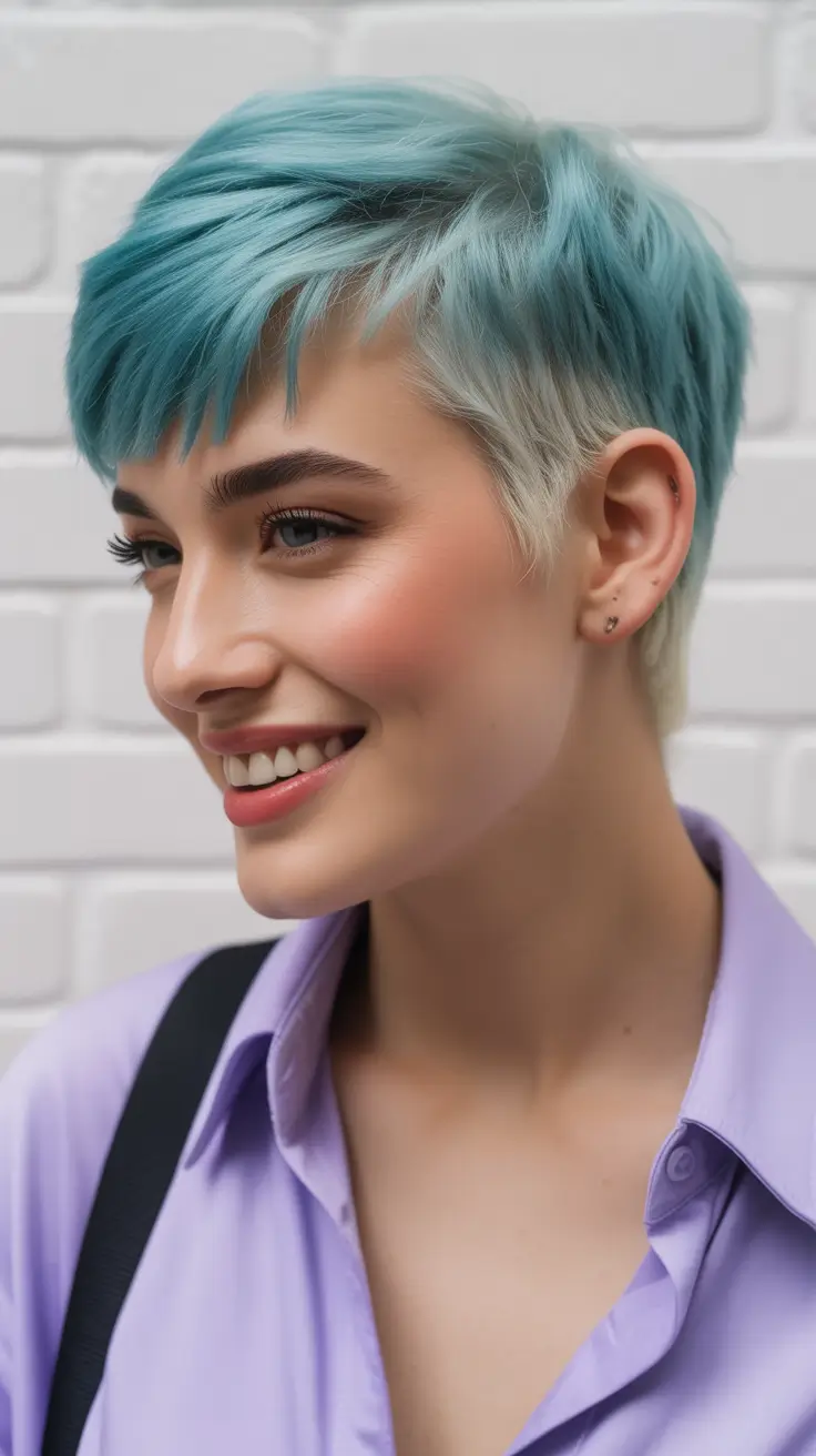 winter hair colors Frosted Aqua Pixie