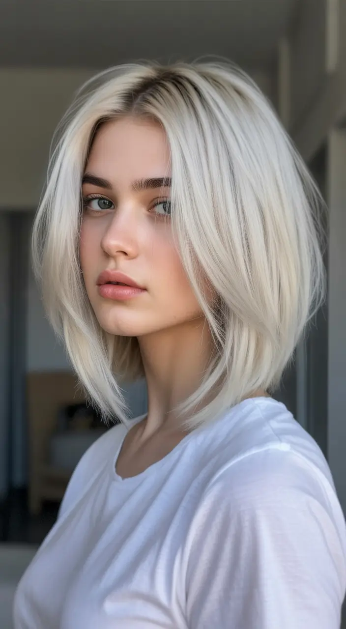 October hair color Platinum Blonde Blunt Bob