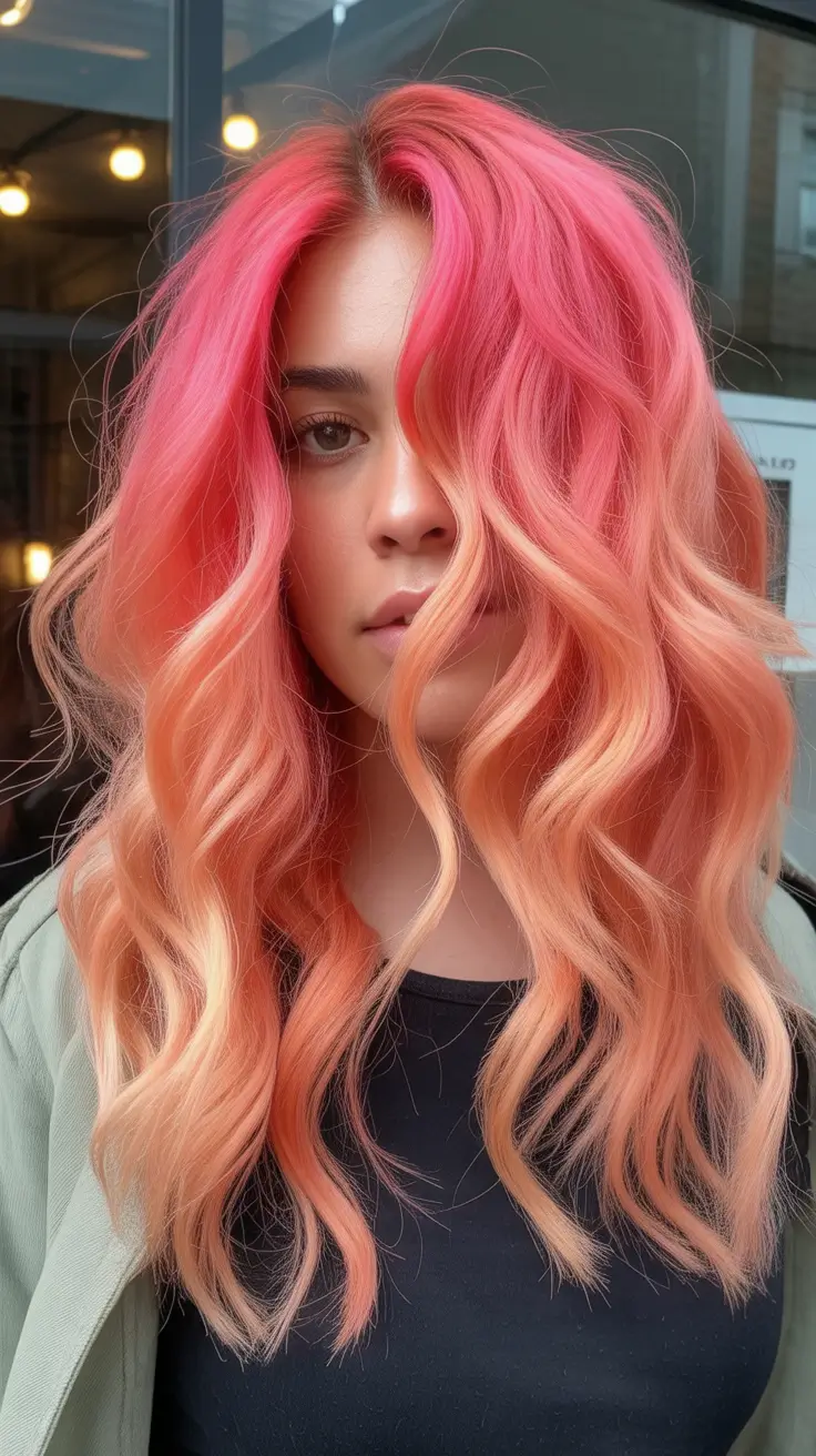 October hair color Peachy Pink Waves