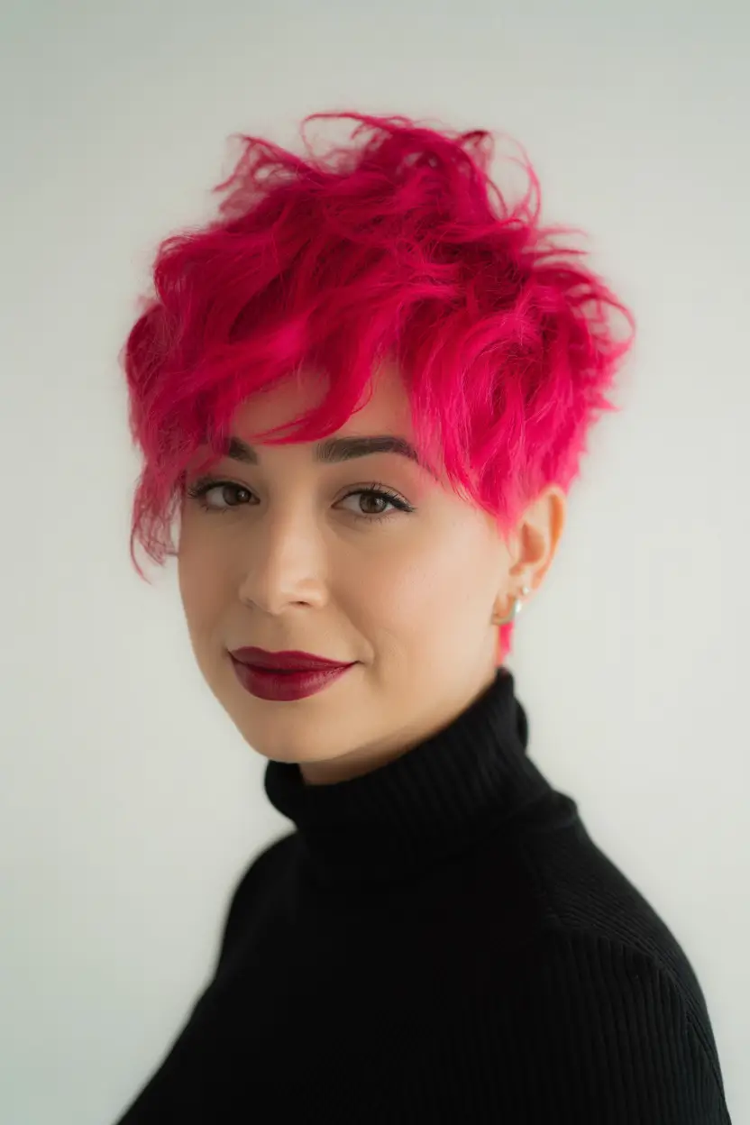 October hair color Vivid Neon Pink Pixie