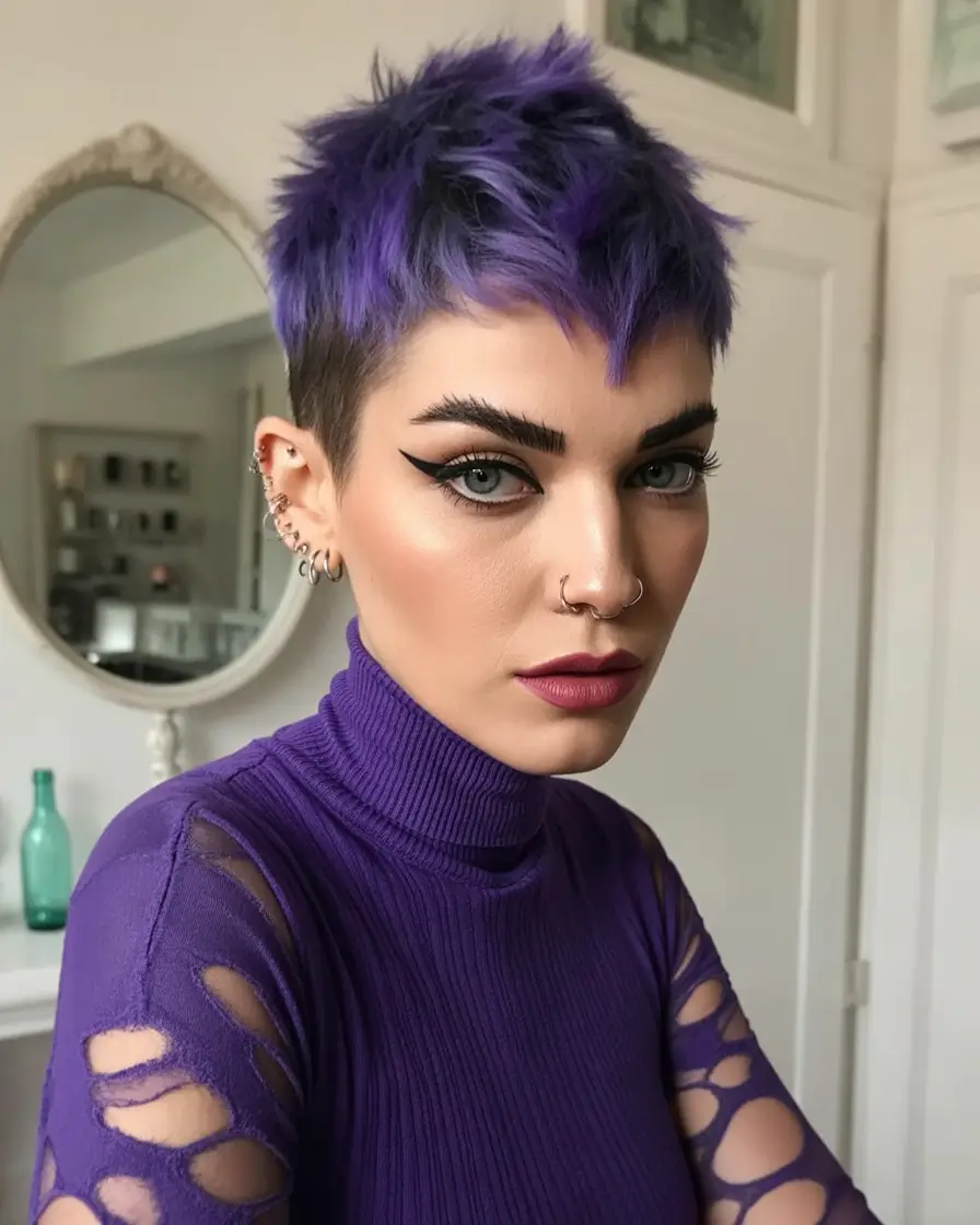 October hair color Ultra Violet Pixie Crop