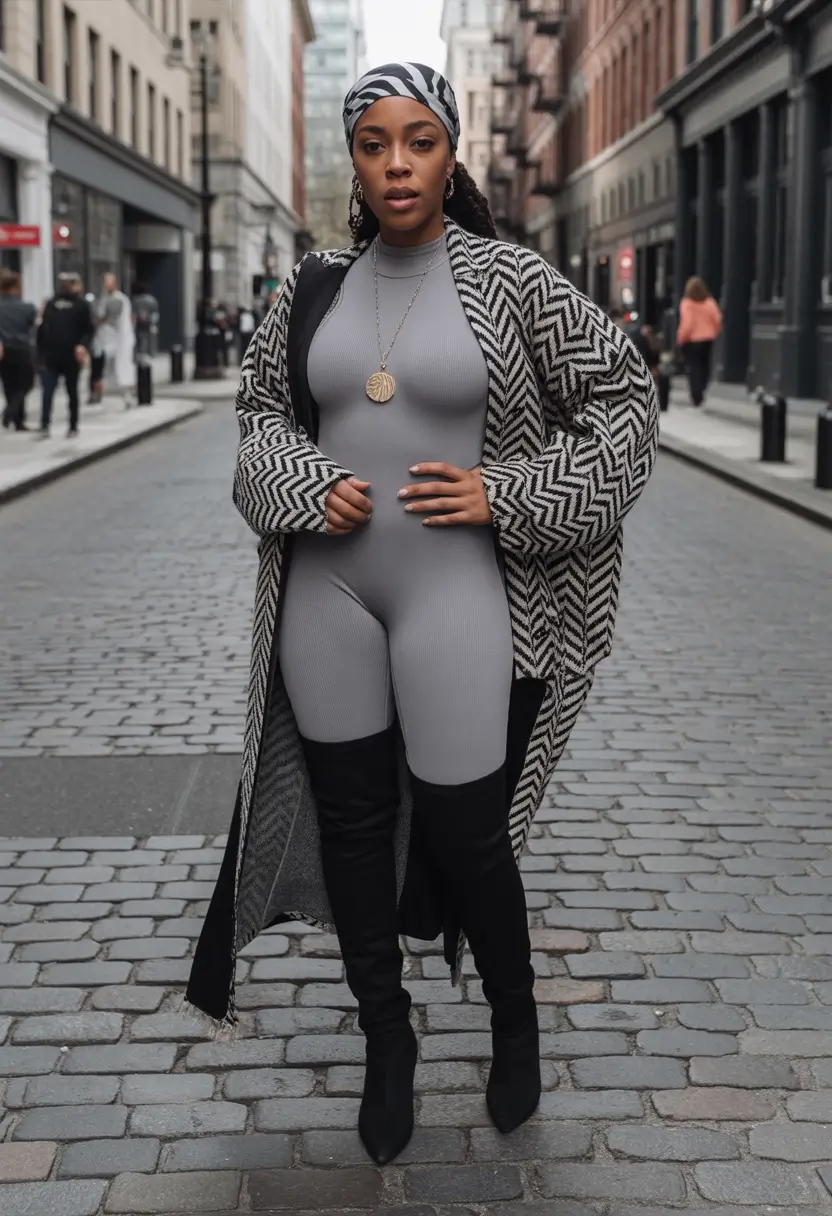 winter-outfits-blackgirl-Urban-Houndstooth-Drama