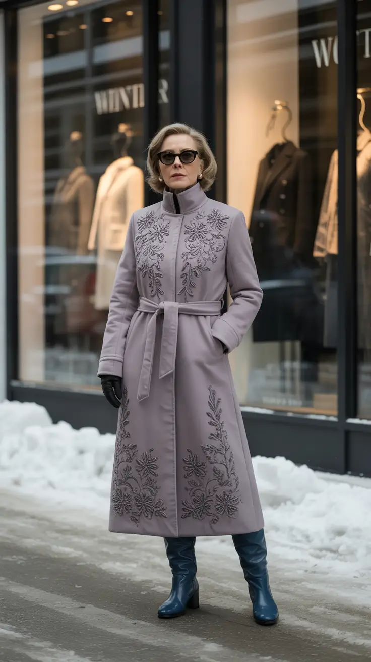 winter outfits over 60 Embroidered Sophistication