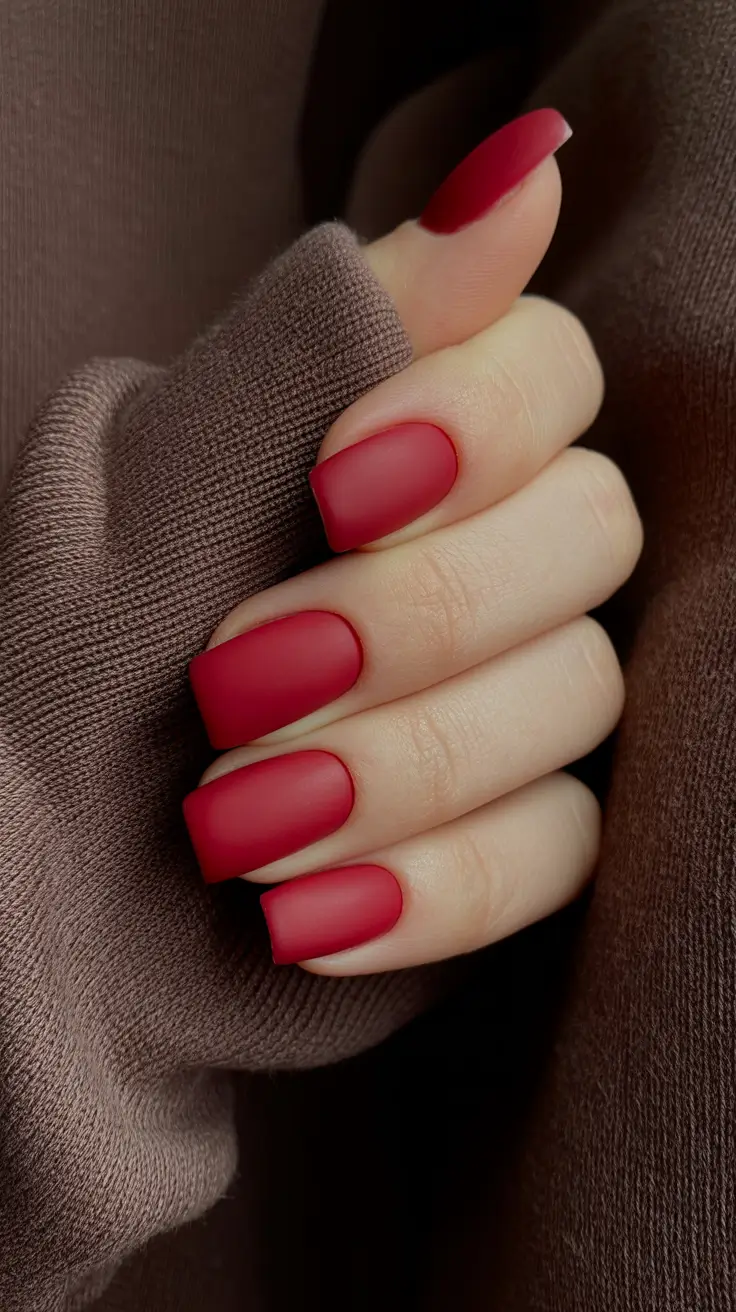 easy fall nails Velvety Crimson Matte