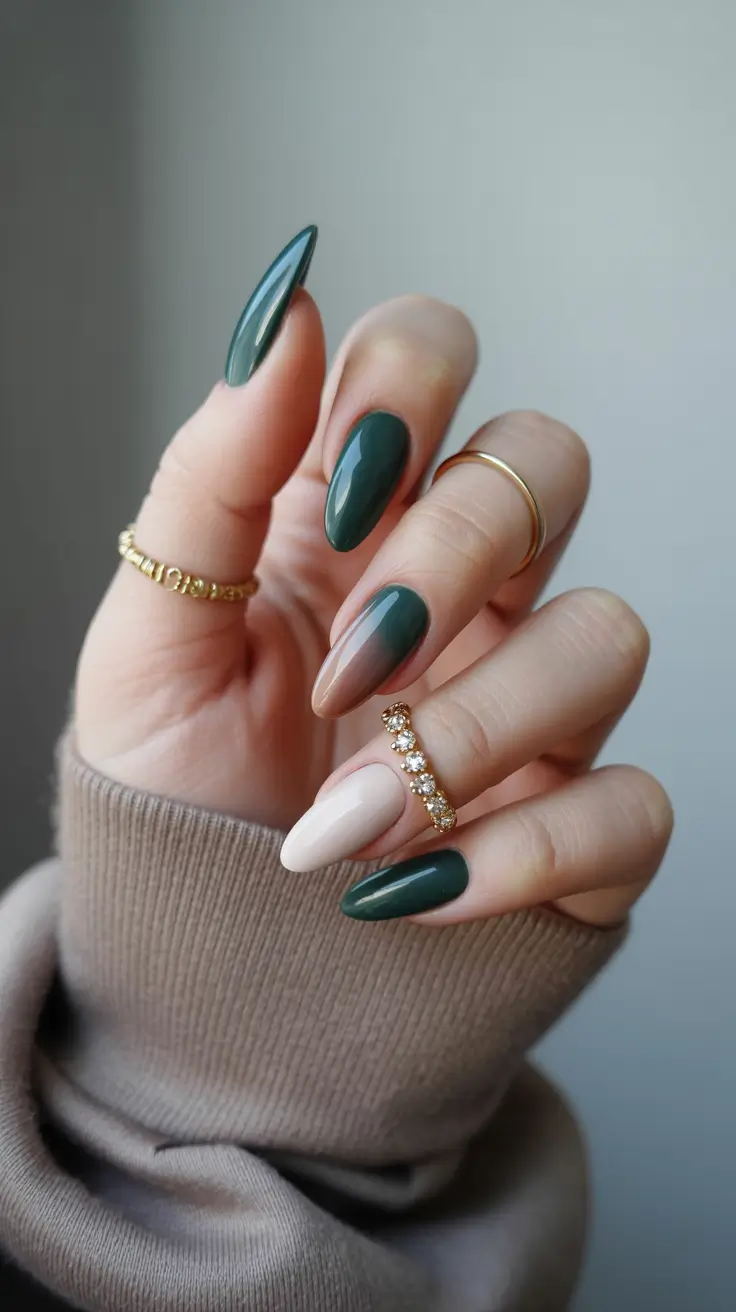 easy fall nails Forest Green Drama