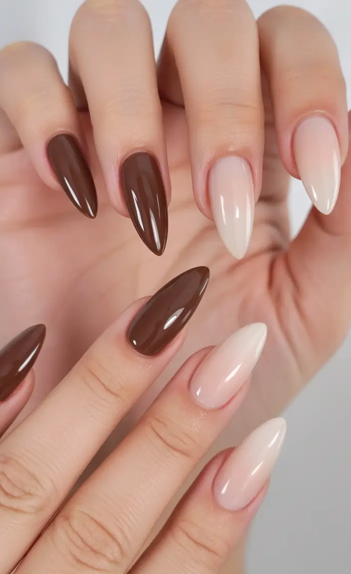 easy fall nails Coffee & Cream Ombre