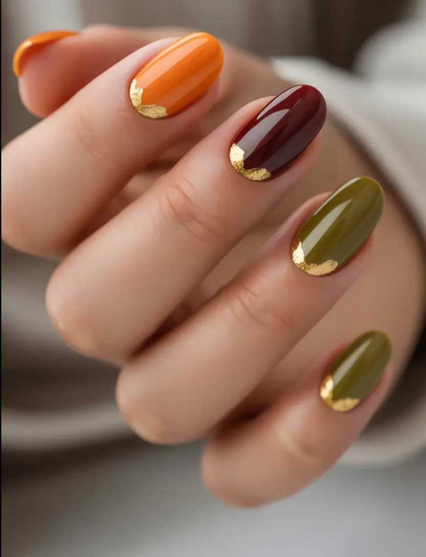 easy fall nails Golden Harvest Tones