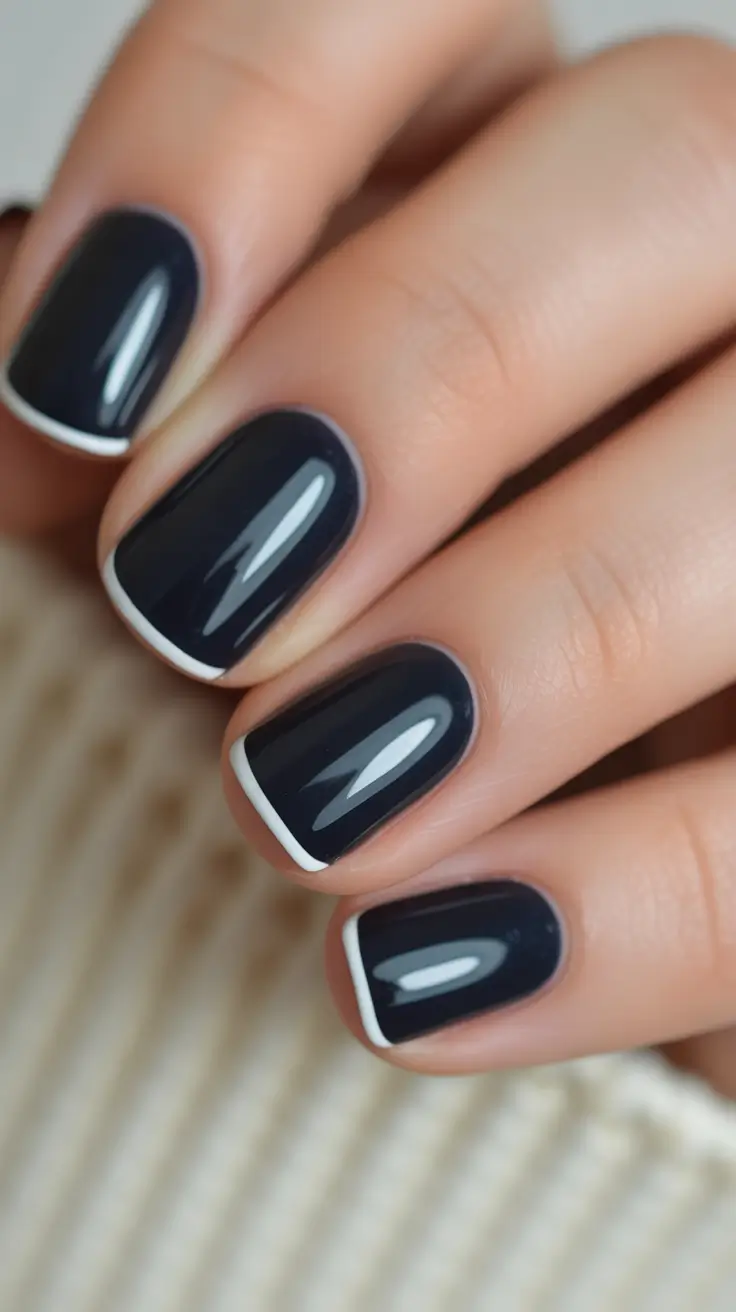 easy fall nails Midnight French Frame