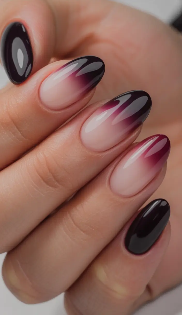 easy fall nails Berry Ombre Fade