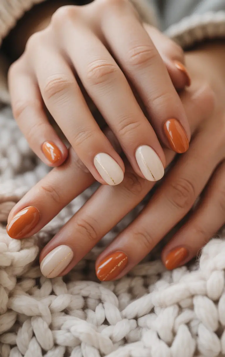 easy fall nails Pumpkin Spice Contrast