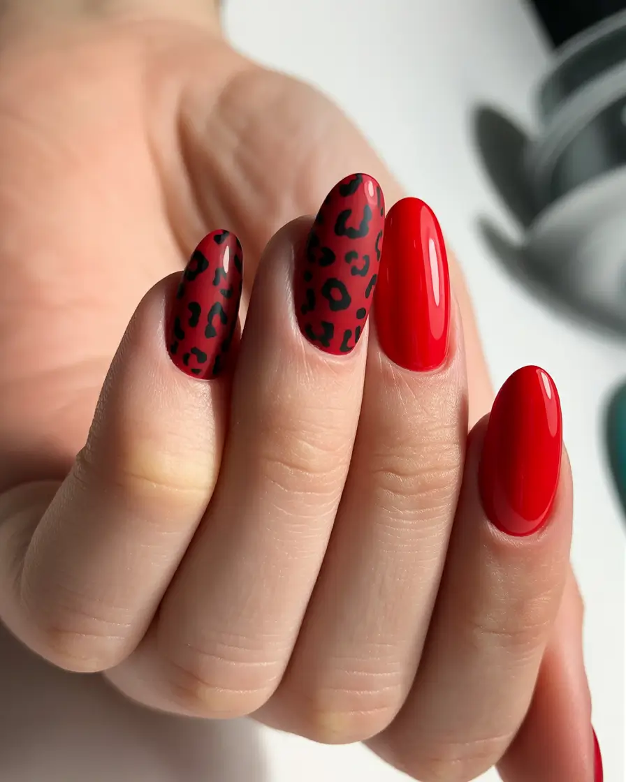 Red fall nails Wild Red Accents