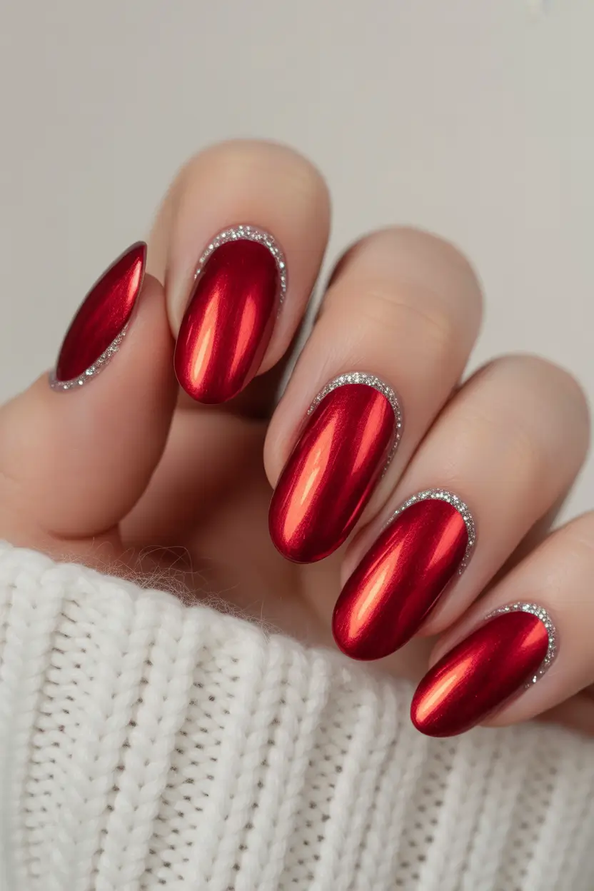 Red fall nails Crimson Chrome Elegance