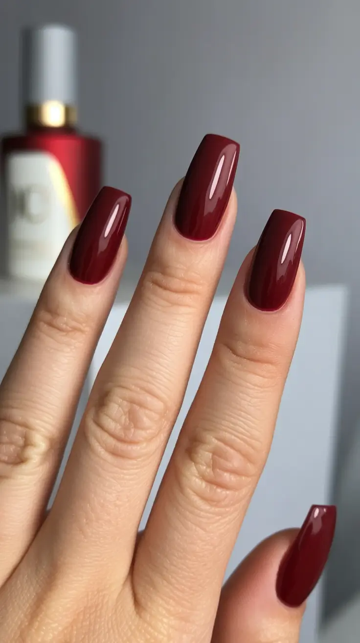 Red fall nails Classic Wine Squares