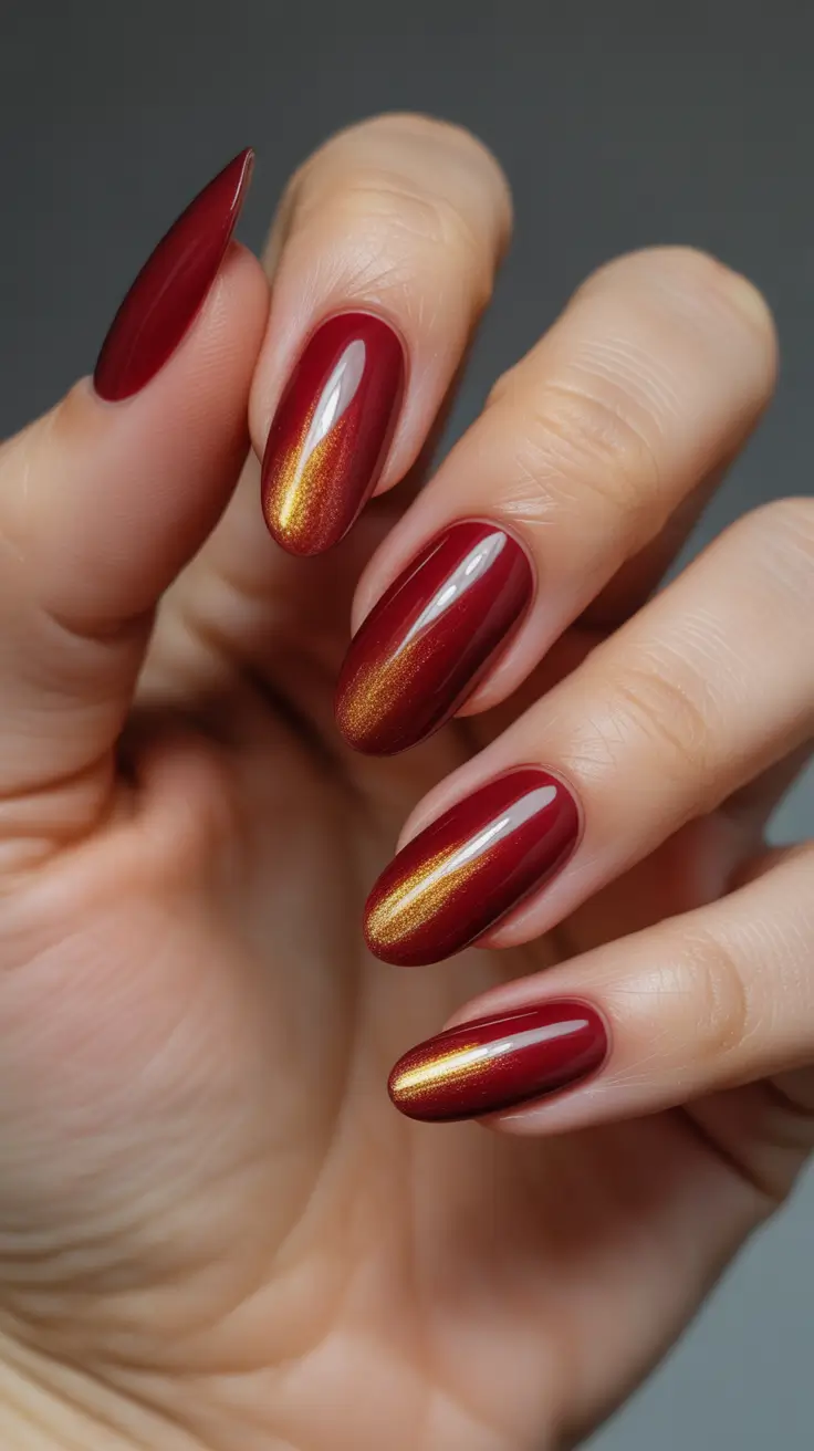 Red fall nails Autumn Fire Ombre