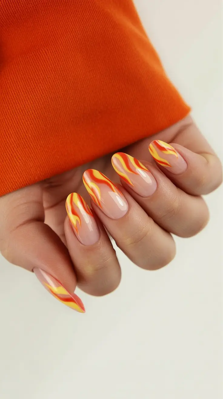 Round fall nails Fiery Flame Tips