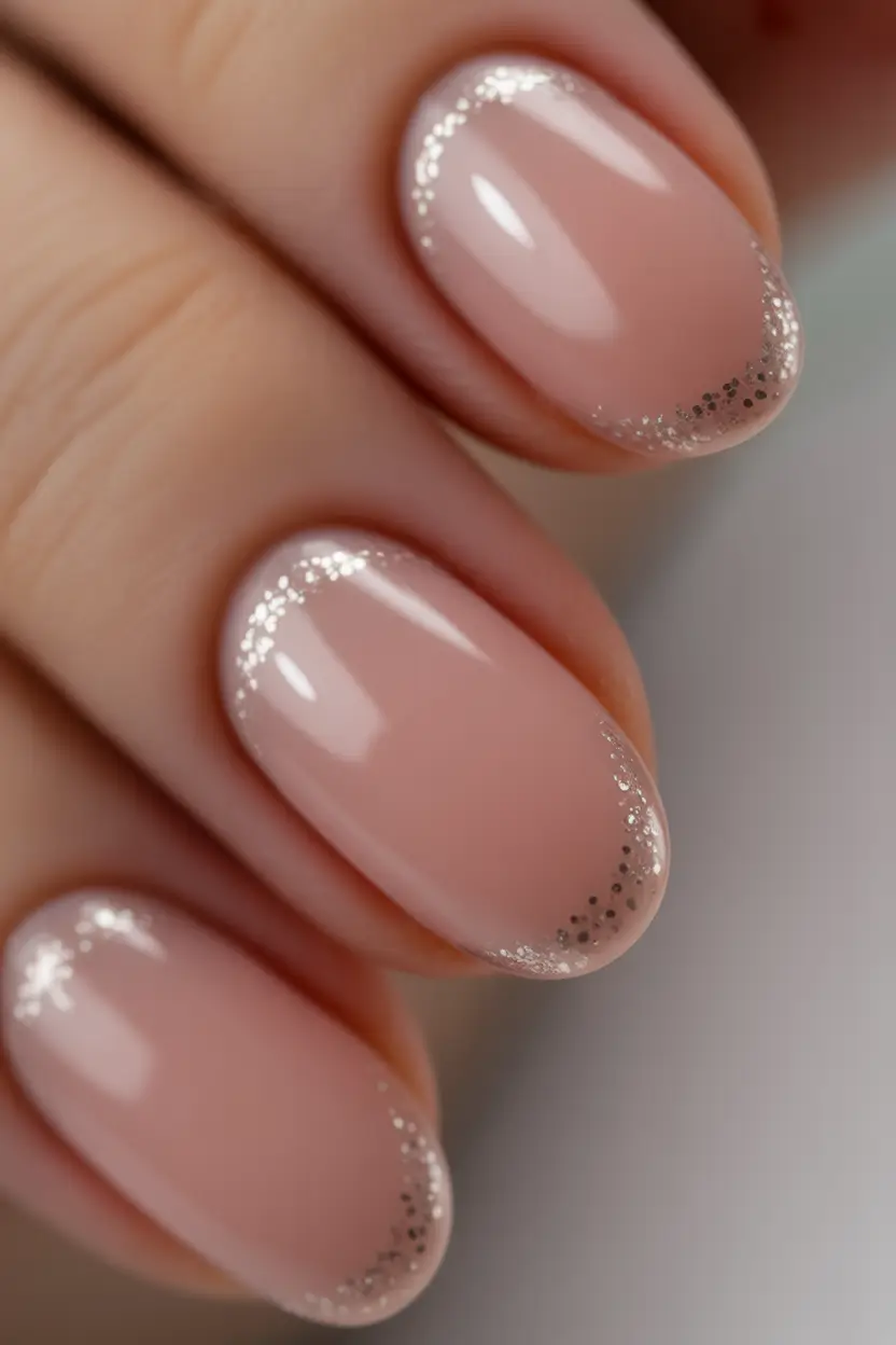 Round fall nails Cranberry Sparkle Fade