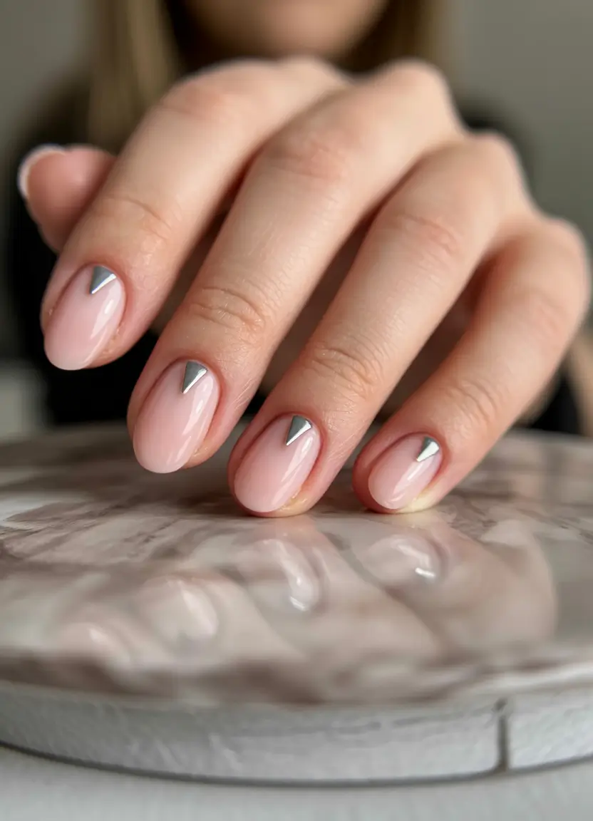 Round fall nails Minimalist Metallic Accents