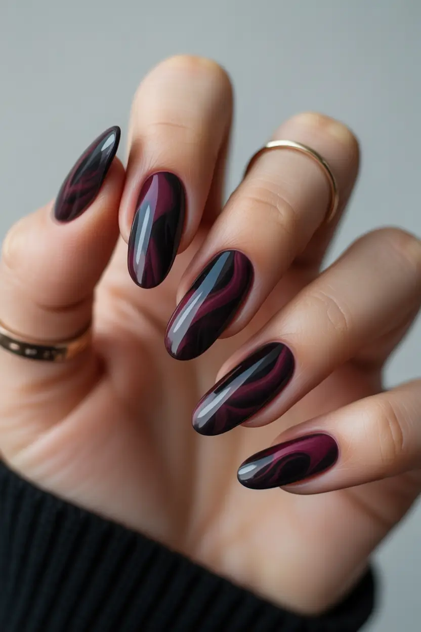 Round fall nails Wine-Stained Velvet