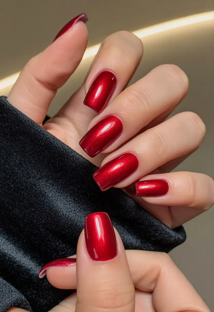 fall winter nails Classic Red Shine