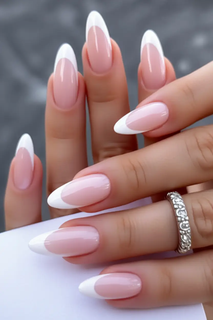 fall winter nails Almond French Revival