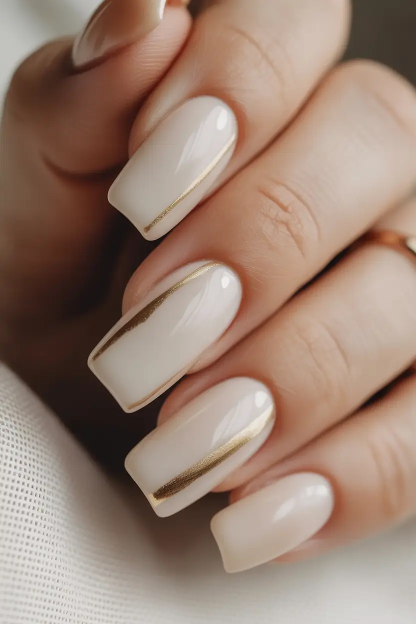 fall winter nails Minimal Gold Accent Lines