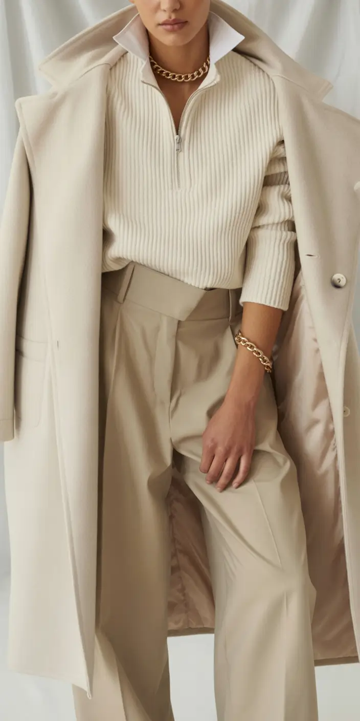 winter office outfits Minimalist Neutrals With a Modern Twist