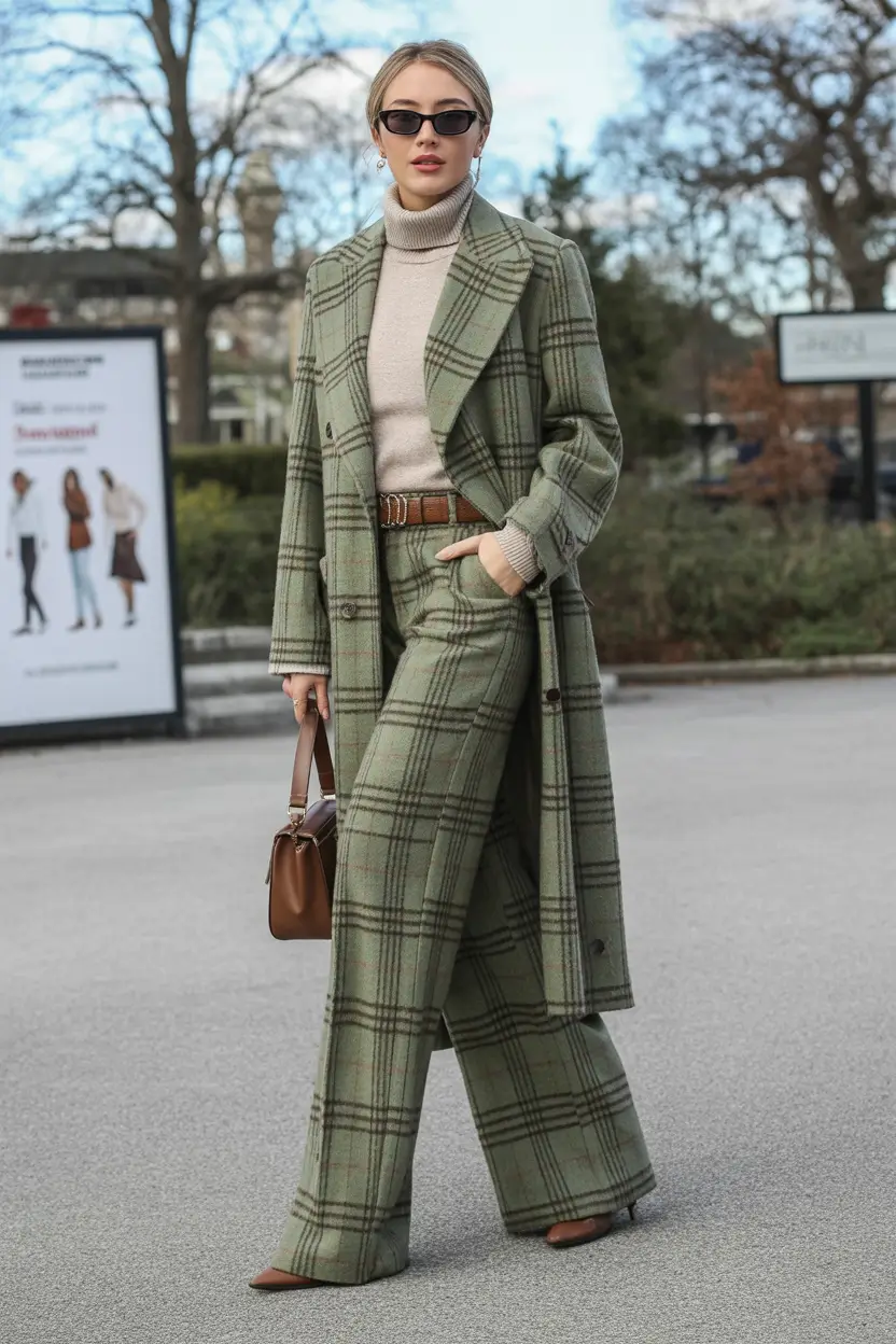 winter office outfits Heritage Checks With Modern Layers