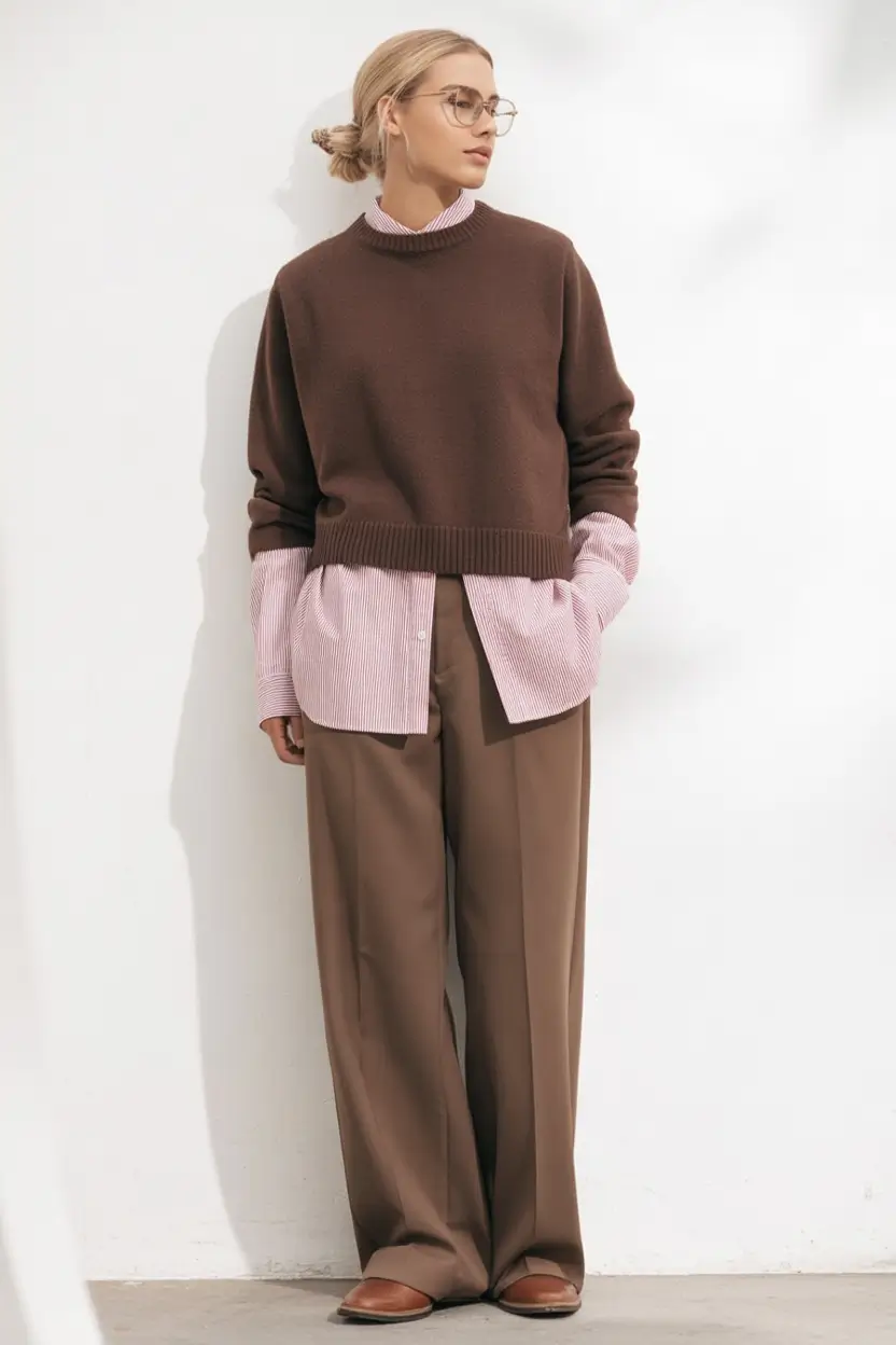 winter office outfits Layered Browns With Smart Volume